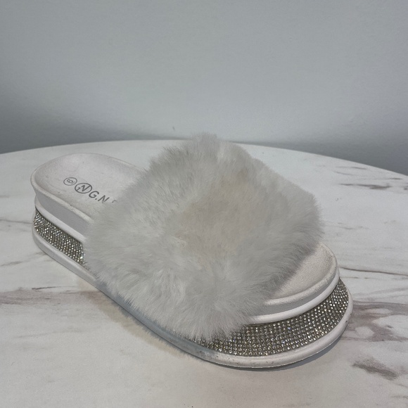 PLATFORM WITH STONE  FUR SLIPPERS ds29 - Picture 1 of 6